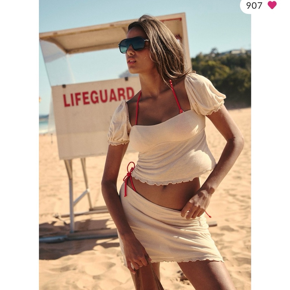 Free People Cream Skirt Set